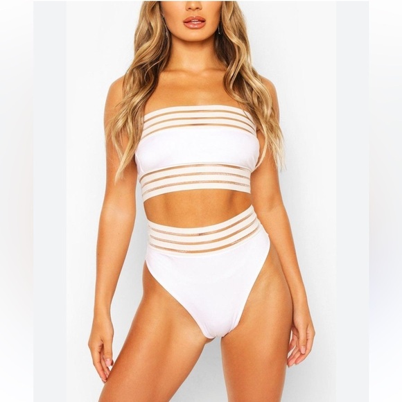 SHEIN Other - Shein White Mesh Strapless Bikini Size S